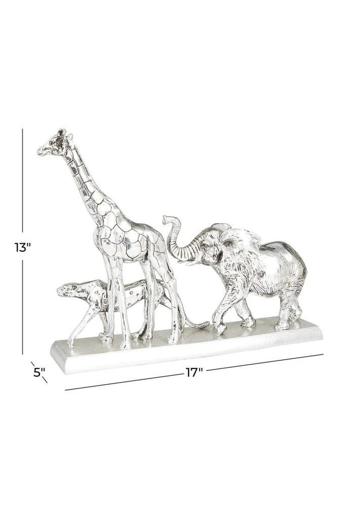 Silvertone Polystone Safari Animal Sculpture 商品