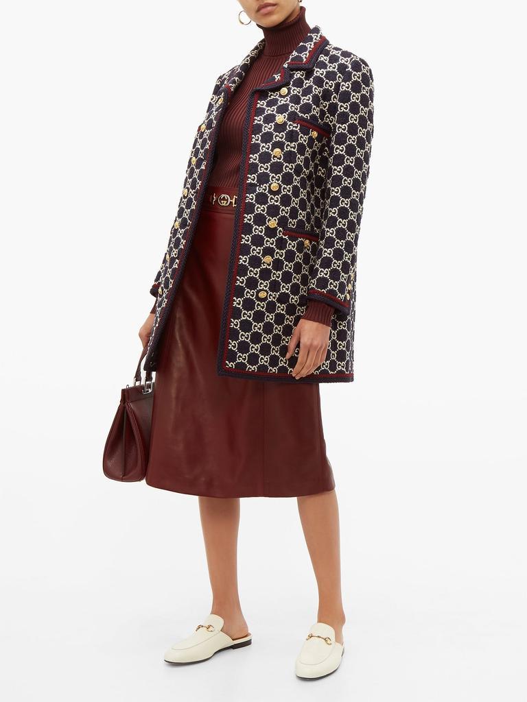 商品Gucci|GG-jacquard tweed single-breasted coat,价格¥28393,第4张图片详细描述