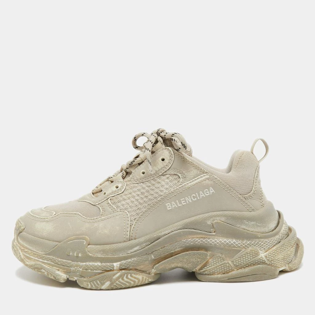 商品[二手商品] Balenciaga|Balenciaga Grey Leather and Mesh Faded Triple S Sneakers Size 39,价格¥3131,第1张图片