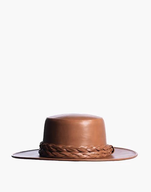 商品Madewell|ASN Vegan Leather Cedar Tan Boater Hat,价格¥541,第1张图片