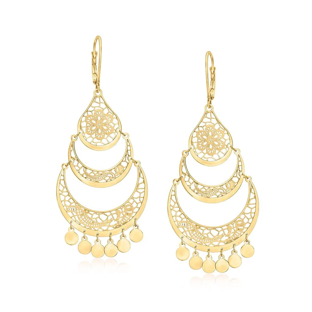 商品Ross-Simons|Italian 14kt Yellow Gold Openwork Floral Lace Chandelier Earrings,价格¥3688,第1张图片