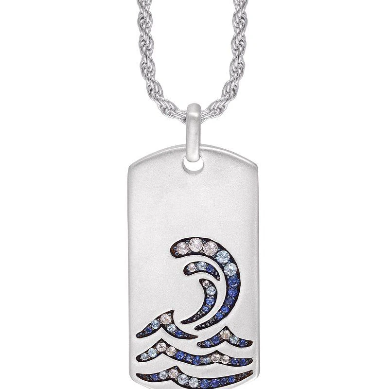 商品LuvMyJewelry|Surfrider Beach Sterling Silver Blue Sapphire & Topaz Stone Tag,价格¥2484,第1张图片