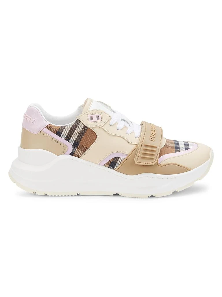 商品Burberry|​Ramsey Plaid Check Leather Sneakers,价格¥4903,第1张图片