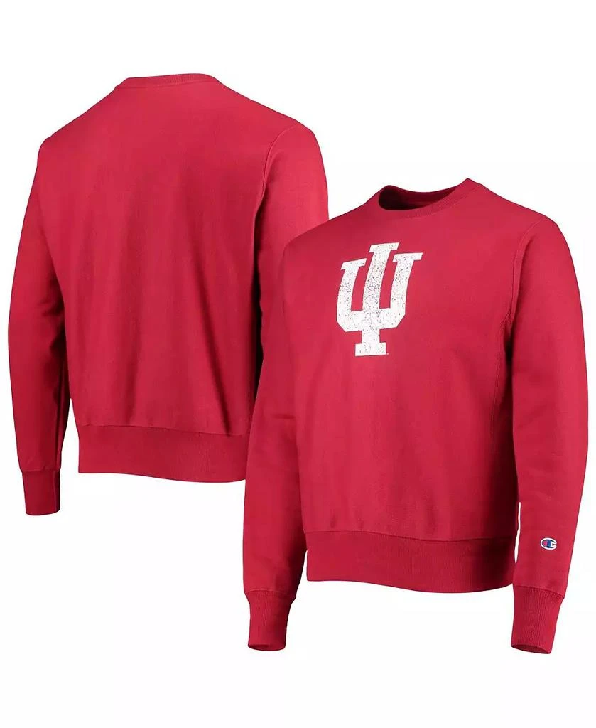 商品CHAMPION|Men's Crimson Indiana Hoosiers Vault Logo Reverse Weave Pullover Sweatshirt,价格¥419,第1张图片