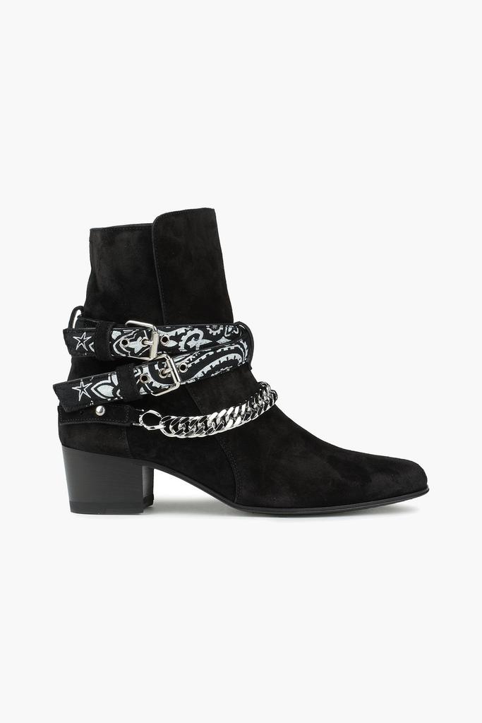 Chain-embellished buckled suede ankle boots商品第1张图片规格展示