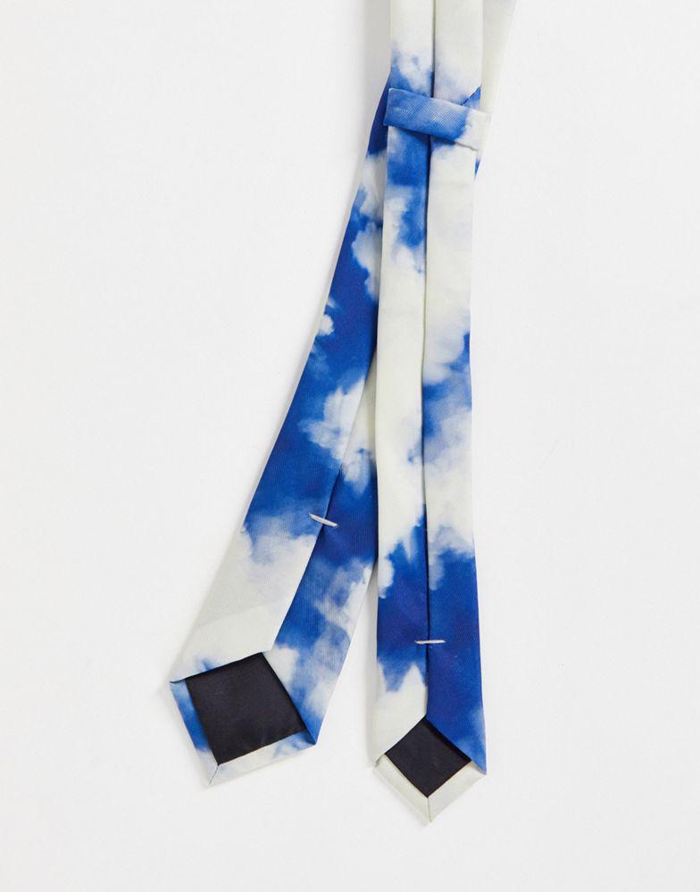 ASOS DESIGN slim tie with cloud design in blue - LBLUE商品第2张图片规格展示