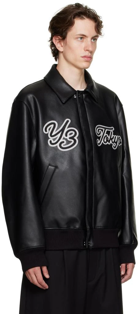 商品Y-3|Black Collared Faux-Leather Bomber Jacket,价格¥3771,第2张图片详细描述