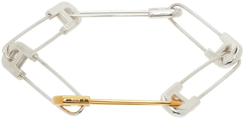 商品Ambush|Silver & Gold 'A' Safety Pin Link Bracelet,价格¥2635,第2张图片详细描述