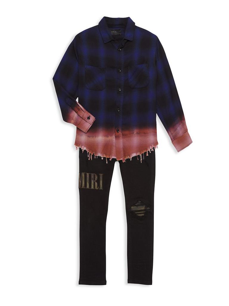 商品AMIRI|Little Boy's & Boy's Bleached Shadow Plaid Shirt,价格¥3598,第4张图片详细描述