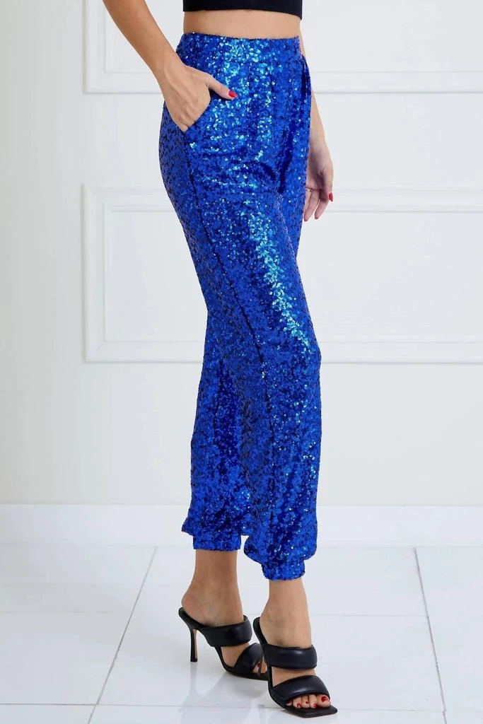 商品Glam|Sequin Jogger Pants In Royal Blue,价格¥329,第3张图片详细描述