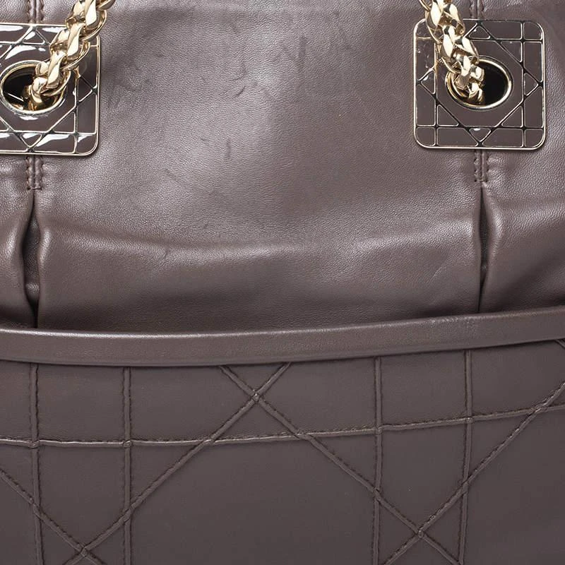 商品[二手商品] Dior|Dior Dark Brown Cannage Leather Granville Chain Link Tote,价格¥4712,第5张图片详细描述