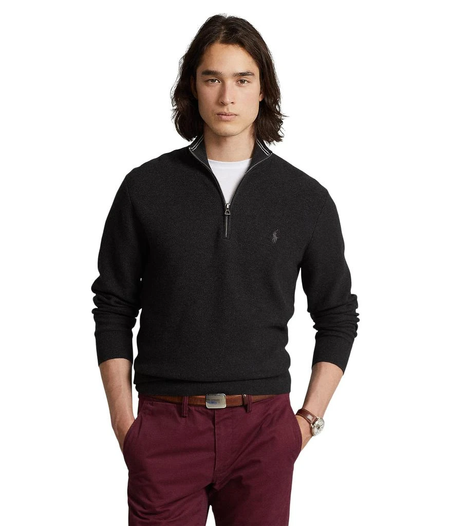 商品Ralph Lauren|Mesh-Knit Cotton 1/4 Zip Sweater,价格¥1034,第1张图片