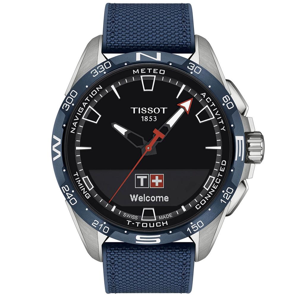 Men's Swiss T-Touch Connect Solar Blue Textile & Leather Strap Smart Watch 48mm商品第1张图片规格展示