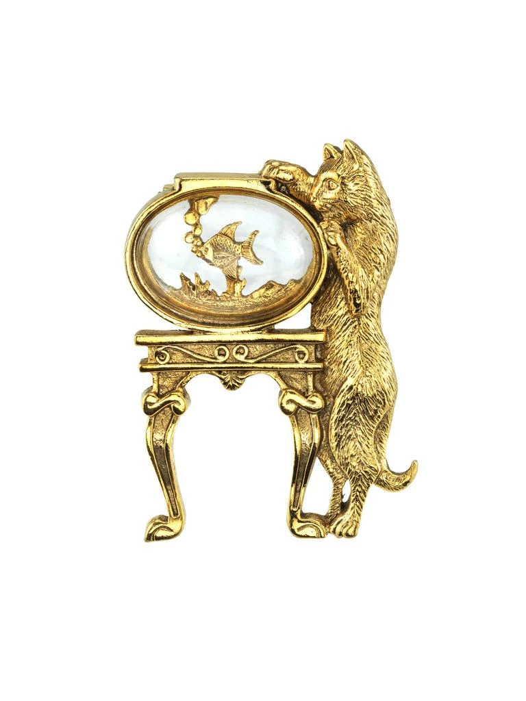 商品1928 Jewelry|Crystal Cat and Fish Bowl Pin,价格¥340,第1张图片