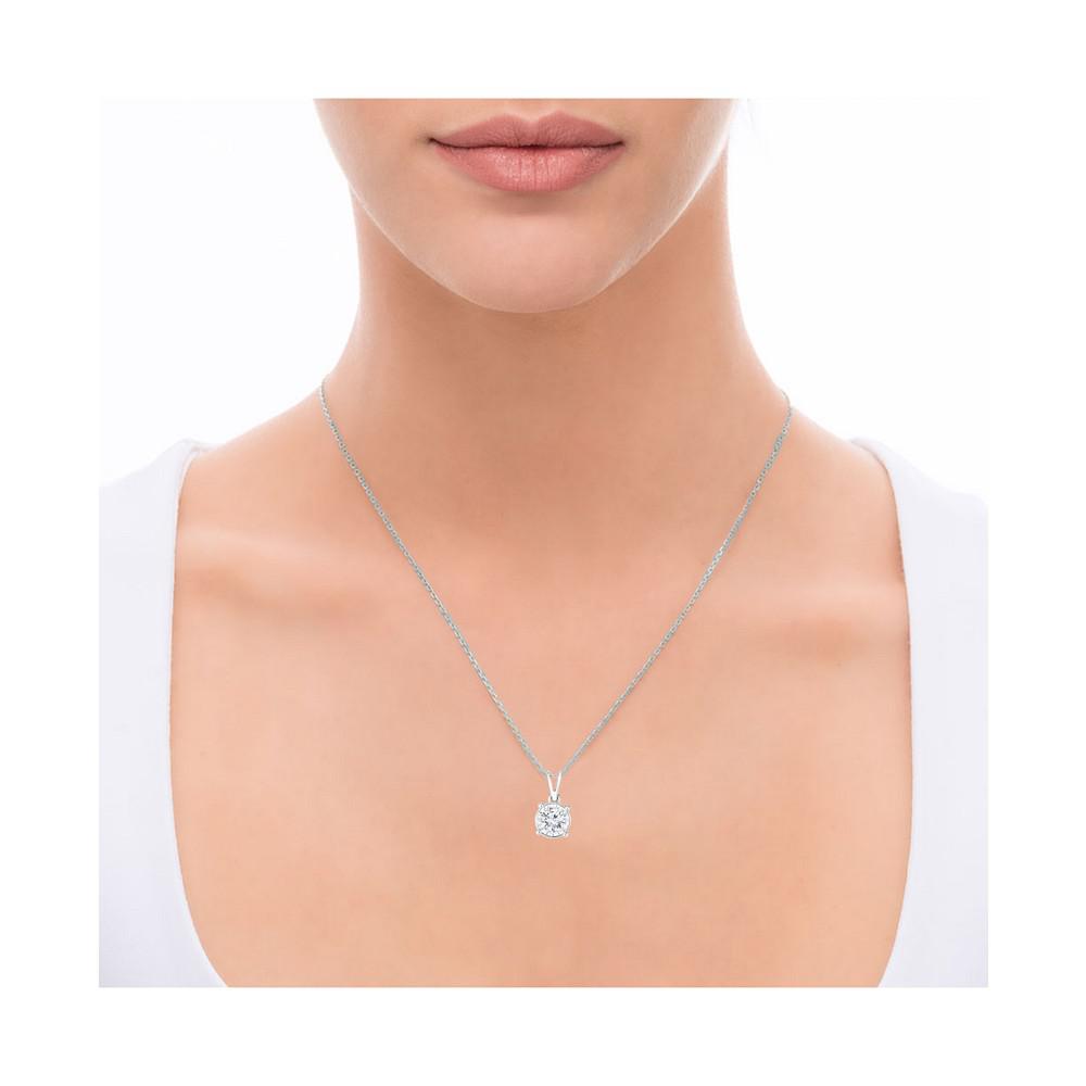 Diamond Round Solitaire Plus 18" Pendant Necklace (5/8 ct. t.w.) in 14k White Gold商品第2张图片规格展示