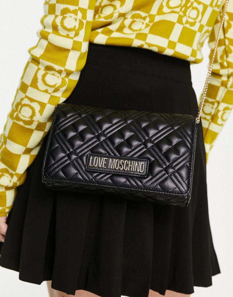 商品Moschino|Love Moschino quilted crossbody bag in black,价格¥951,第4张图片详细描述