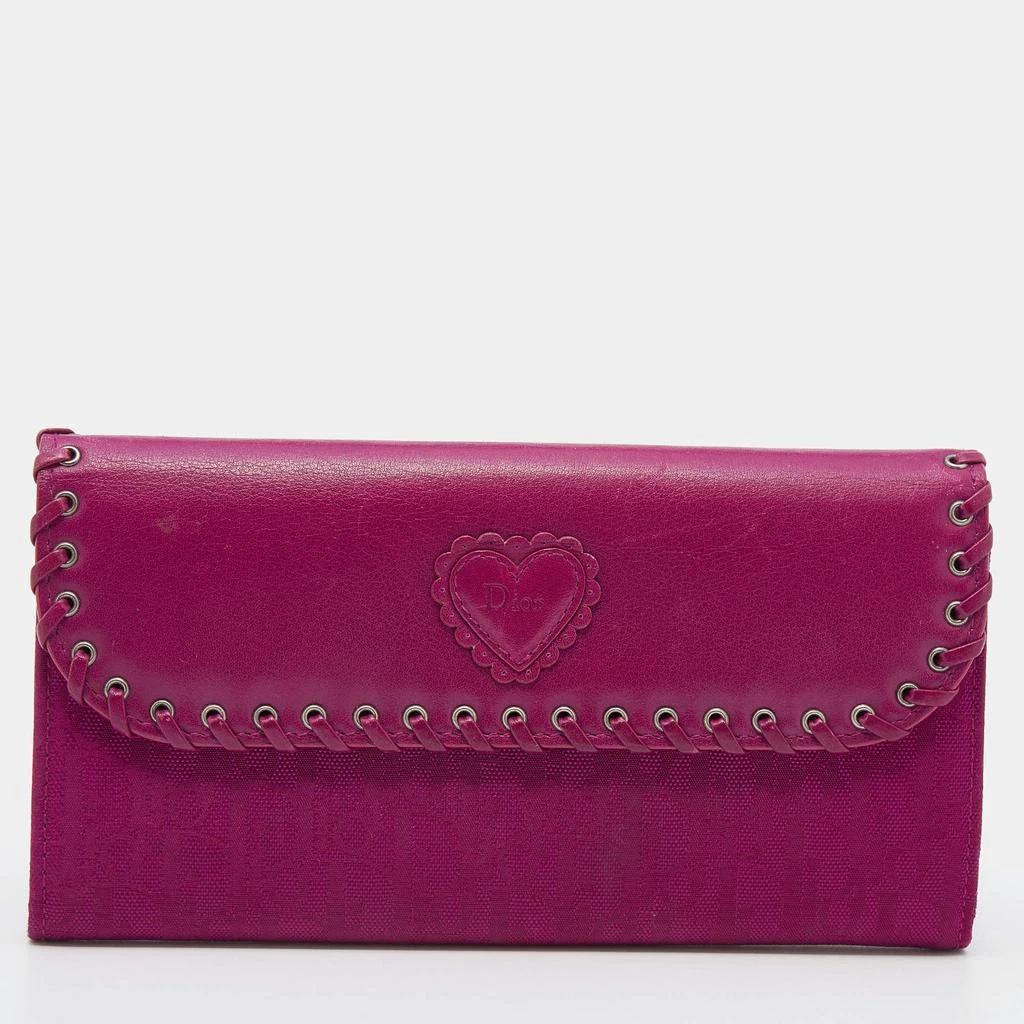 商品[二手商品] Dior|Dior Pink Oblique Canvas and Leather Trim Flap Continental Wallet,价格¥2457,第1张图片