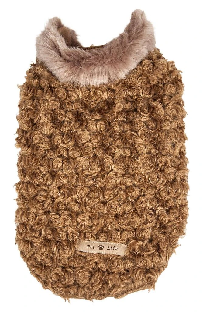 商品PET LIFE|LUXE 'Gilded Rawflled' Gold Fleck Designer Faux Fur Dog Coat,价格¥306,第1张图片