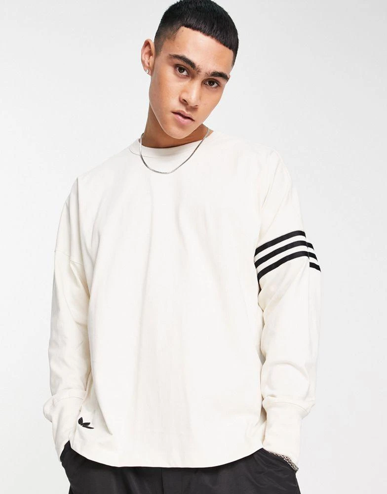 商品Adidas|adidas Originals Neuclassics 3 stripe long sleeve t-shirt in white,价格¥486,第1张图片