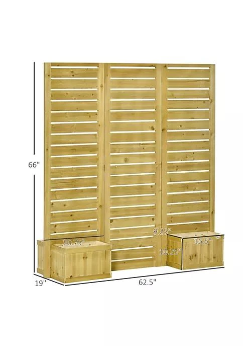 商品Outsunny|Wood Privacy Screen With 4 Planter Box Flower Pot Vegetable Raised Bed W  3 Panels And Drainage Holes For Patio Porch Deck Balcony Garden And Hot Tub,价格¥1850,第4张图片详细�描述