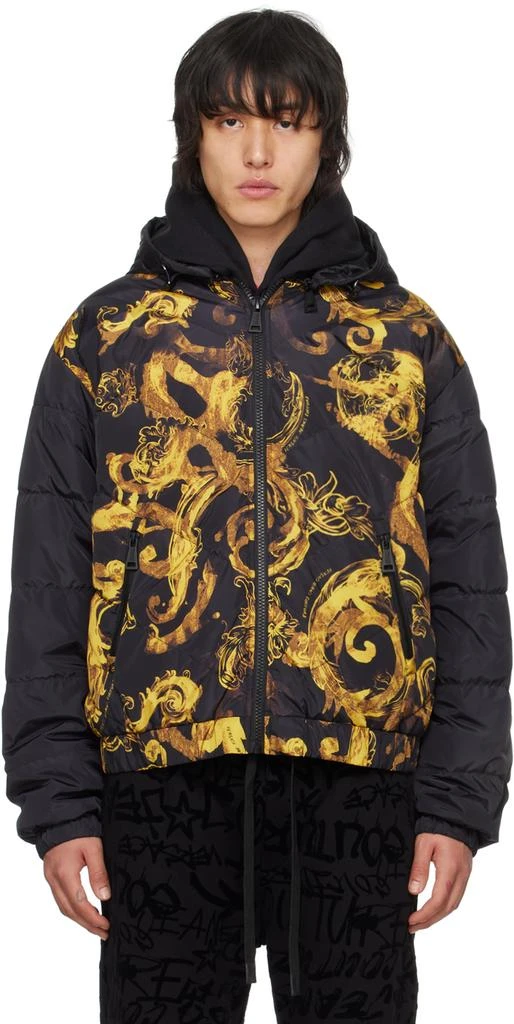 商品Versace|Black Watercolor Couture Down Jacket,价格¥4131,第1张图片