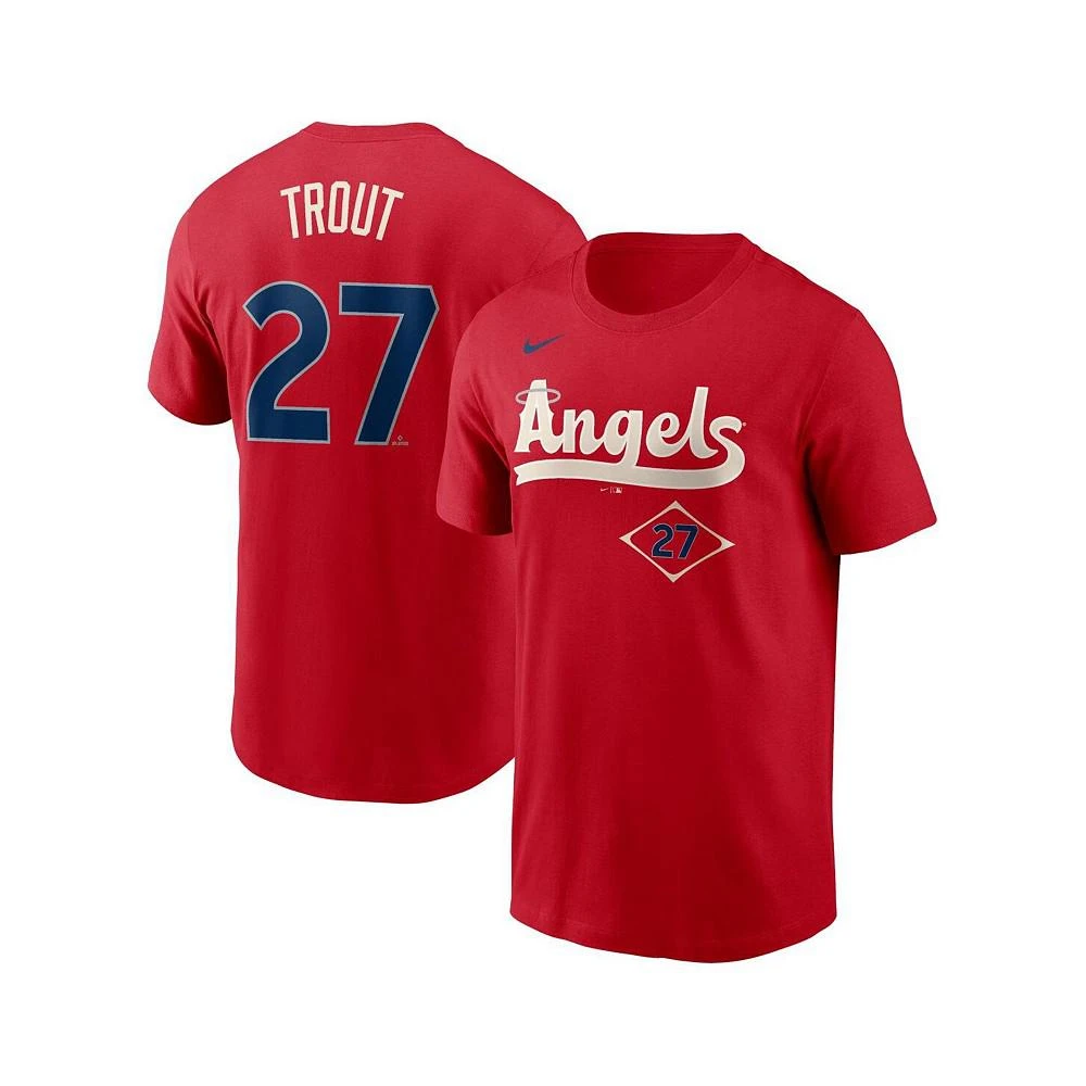 商品NIKE|Men's Mike Trout Red Los Angeles Angels 2022 City Connect Name and Number T-shirt,价格¥301,第1张图片