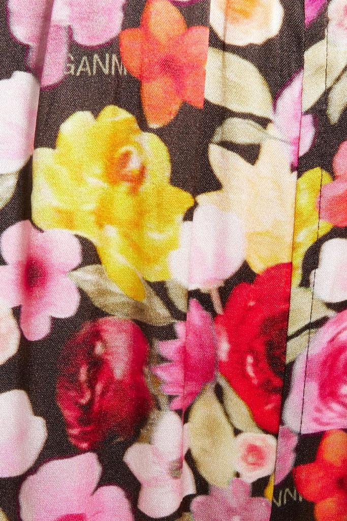 Floral-print organic silk-blend satin pajama pants商品第2张图片规格展示