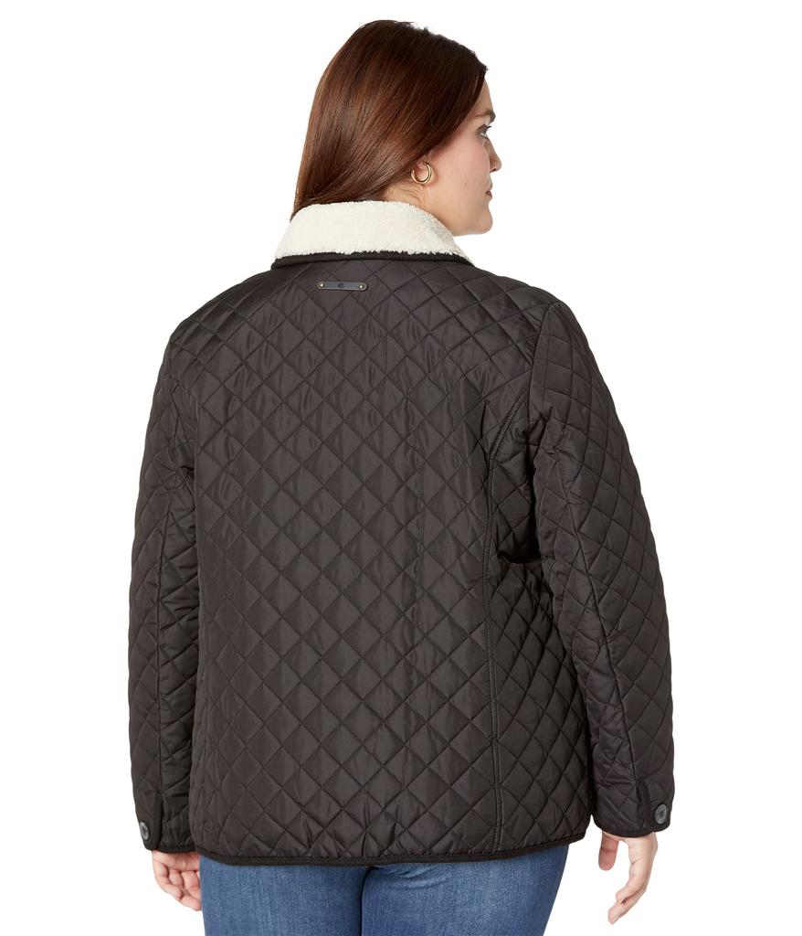 Plus Size Quilted Blazer Coat with Corduroy Trim商品第2张图片规格展示