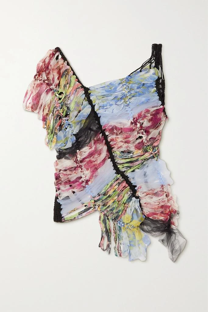 商品Dries Van Noten|露背钩编印花真丝混纺雪纺绸上衣,价格¥4171,第1张图片