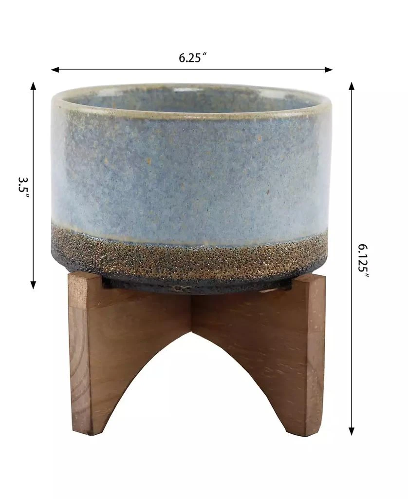 商品Flora Bunda|Opening Lava Ceramic Planter on Wood Stand, 6.25",价格¥414,第2张图片详细描述