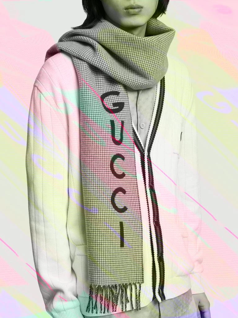 商品Gucci|Pied De Poule Wool Blend Scarf,价格¥3681,第2张图片详细描述