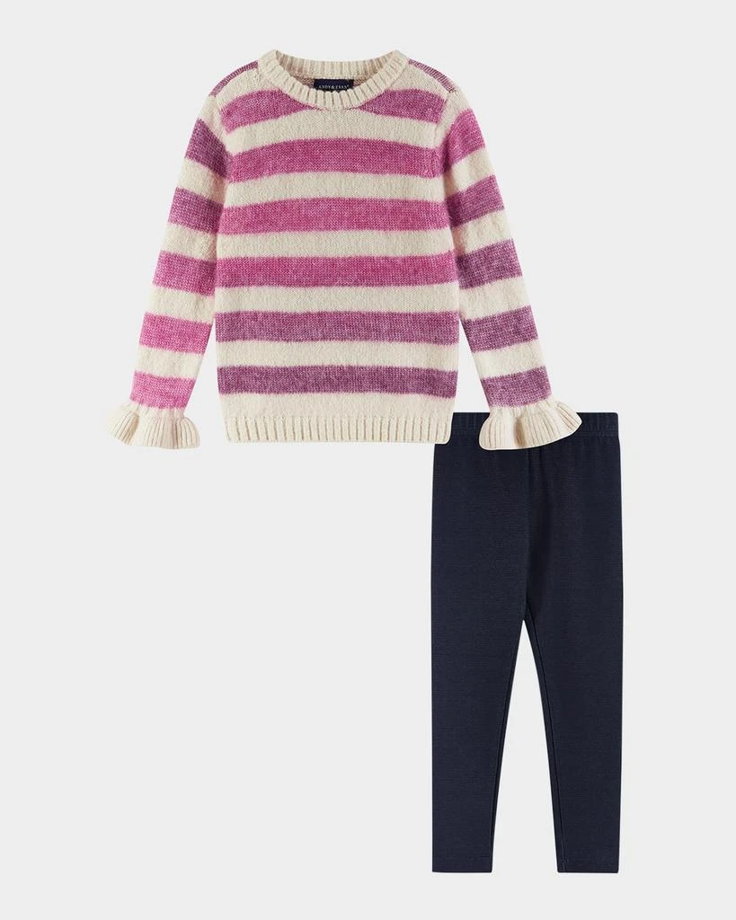 商品Andy & Evan|Girl's Ombre Striped Sweater & Legging Set, Size 2T-6X,价格¥463,第1张图片