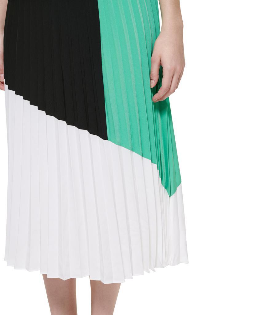 商品Karl Lagerfeld Paris|Silky Color Block Mock Neck Midi Dress,价格¥426,第6张图片详细描述