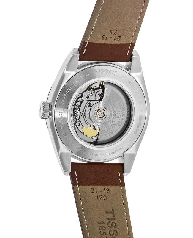 商品Tissot|Tissot T-Classic Powermatic 80 Silicium Silver Dial Brown Leather Strap Men's Watch T127.407.16.031.00,价格¥4731,第2张图片详细描述