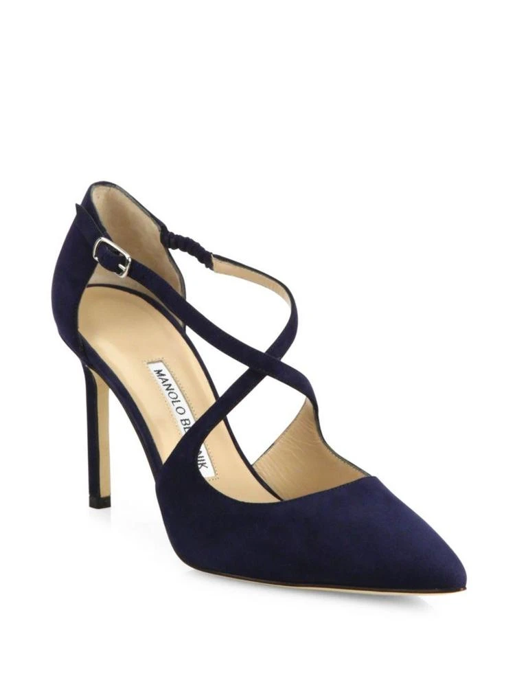 商品Manolo Blahnik|Umice Suede Crisscross Pumps,价格¥2230,第1张图片