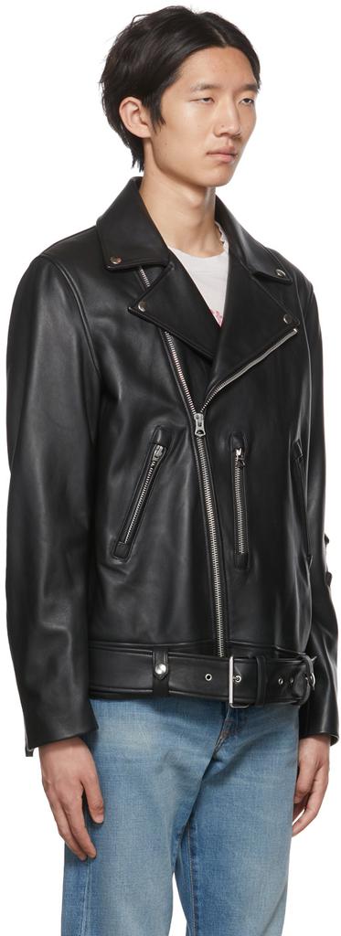 Black Zip Leather Jacket商品第2张图片规格展示