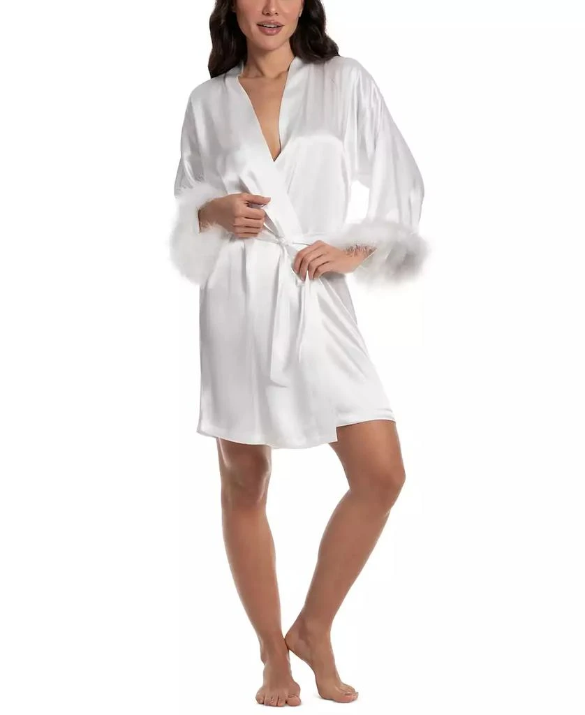 商品Linea Donatella|Women's Satin Feather-Trim Bride Robe,价格¥228,第1张图片