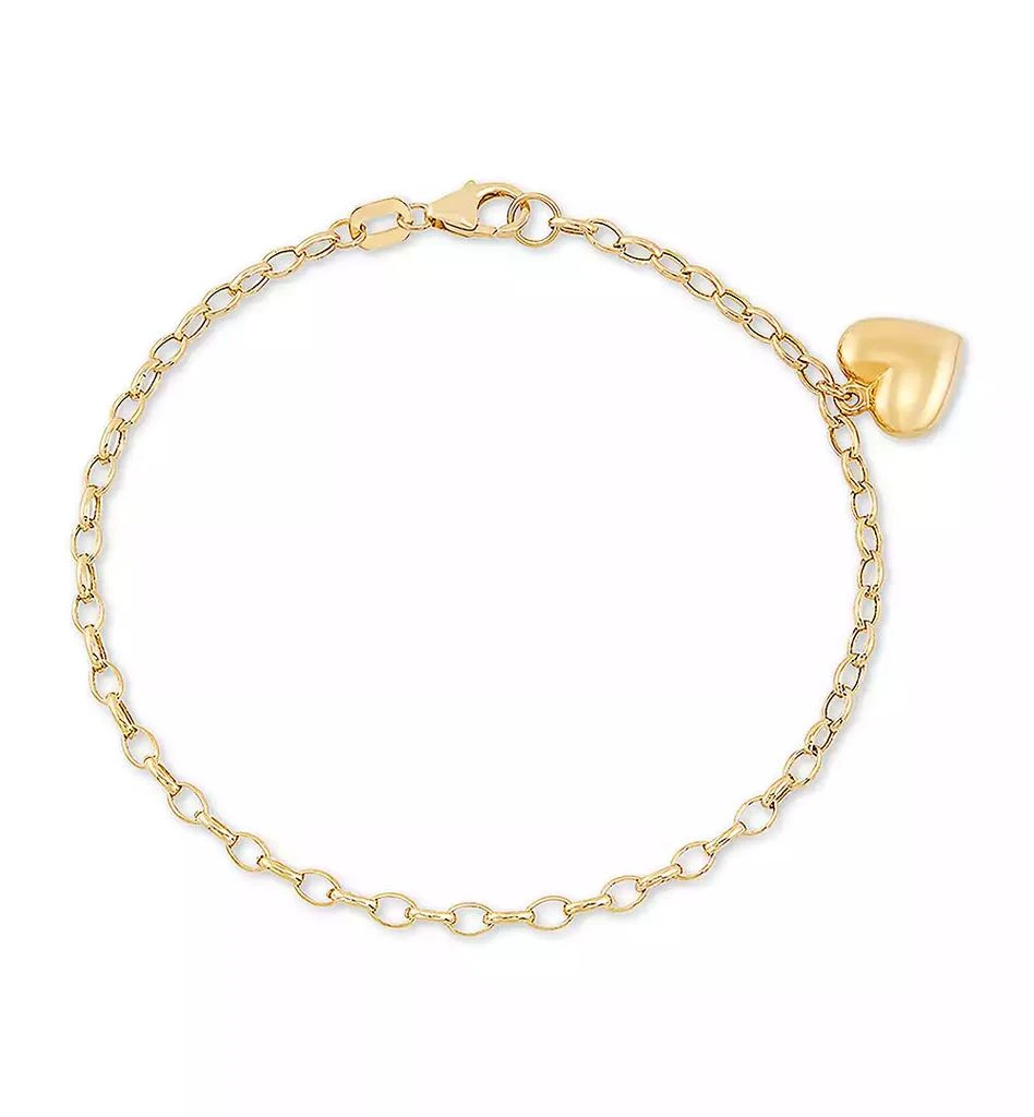 商品Macy's|Heart Charm Link Chain Bracelet in 10k Gold,价格¥1824,第3张图片详细描述