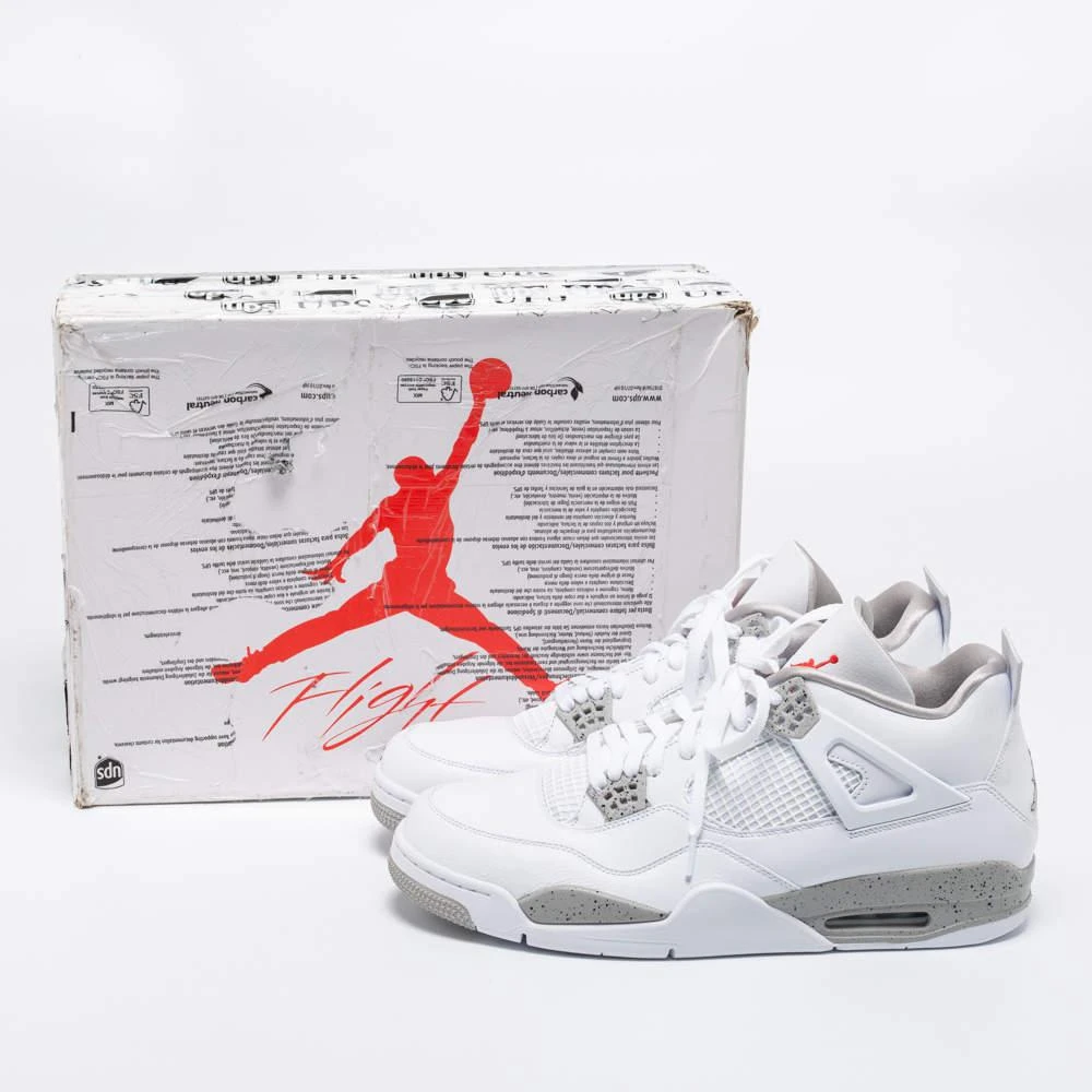 Air Jordan 4 Retro 'White Oreo' Leather Lace Up Sneakers Size 49.5 商品