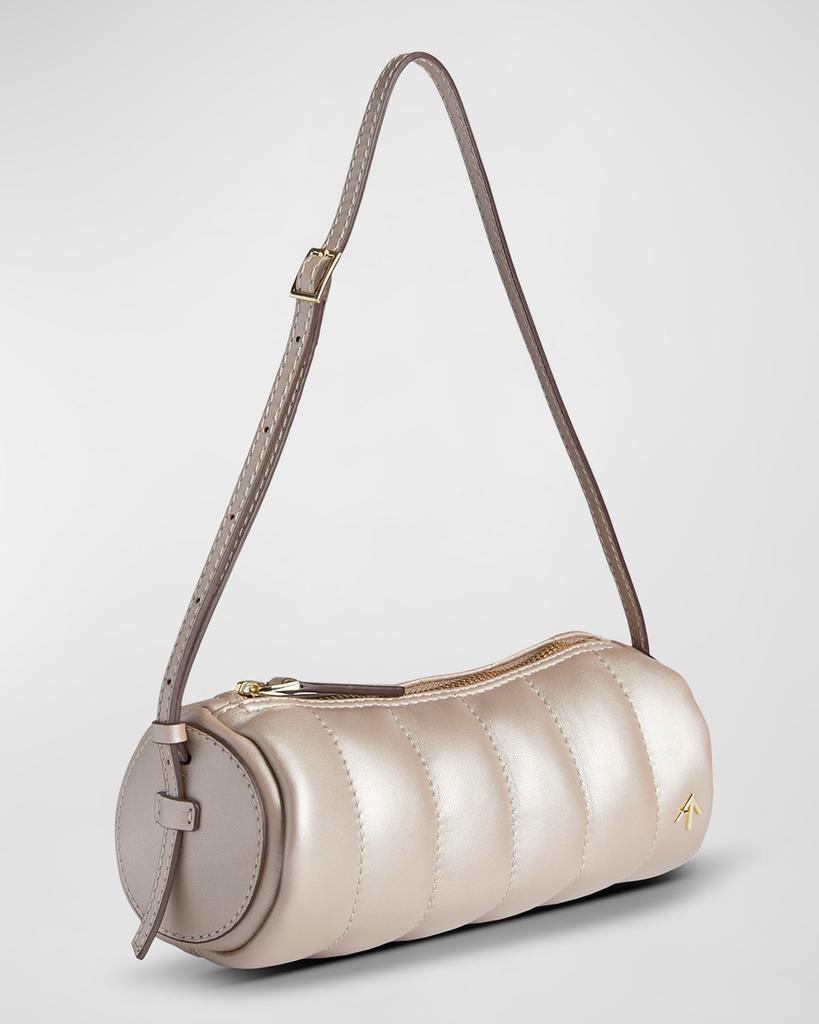 Mini Cylinder Padded Metallic Shoulder Bag商品第2张图片规格展示