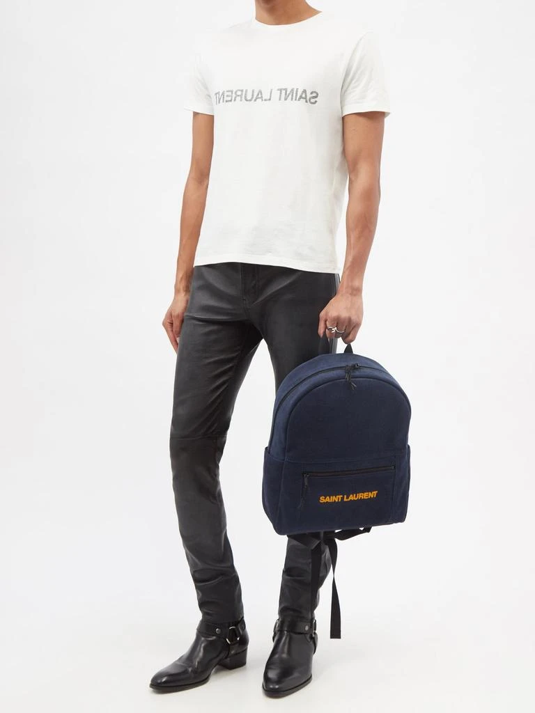 商品Yves Saint Laurent|Logo-embroidered corduroy backpack,价格¥11614,第2张图片详细描述