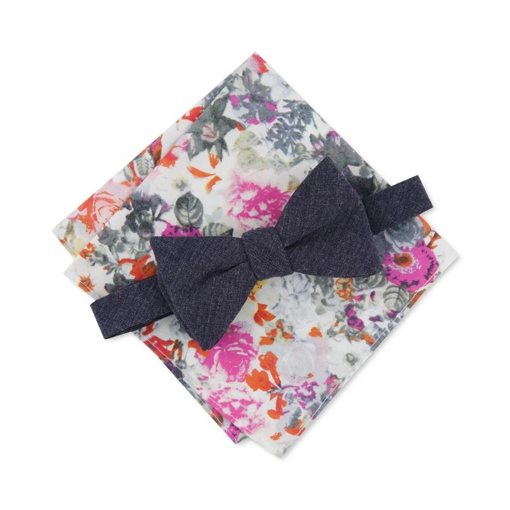 商品Bar III|Men's Chambray Bow Tie & Floral Pocket Square, Created for Macy's,价格¥88,第1张图片