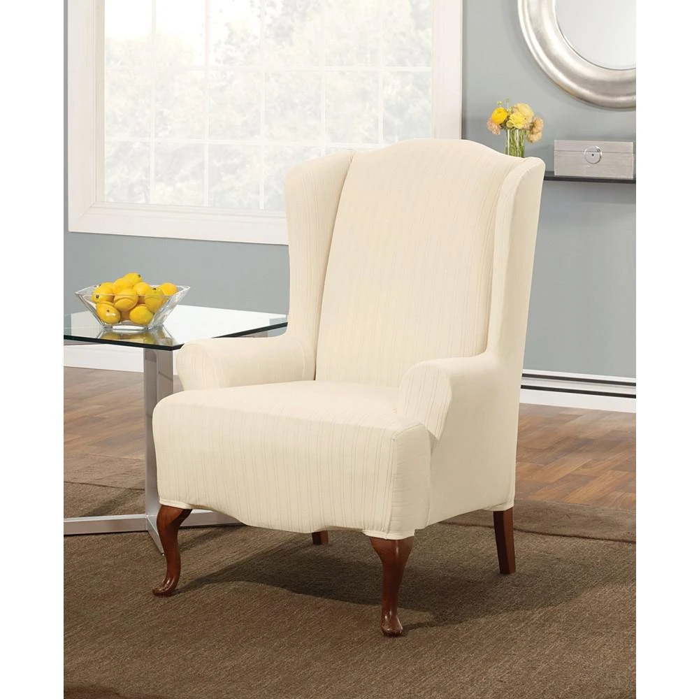 商品Sure Fit|Stretch Pinstripe One Piece Wing Chair Slipcover,价格¥448,第2张图片详细描述