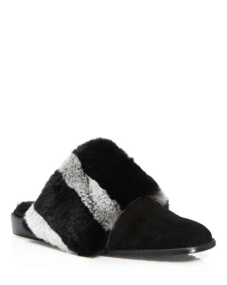 商品Stuart Weitzman|Women's Furgetit Rabbit Fur and Suede Mules,价格¥2318,第1张图片