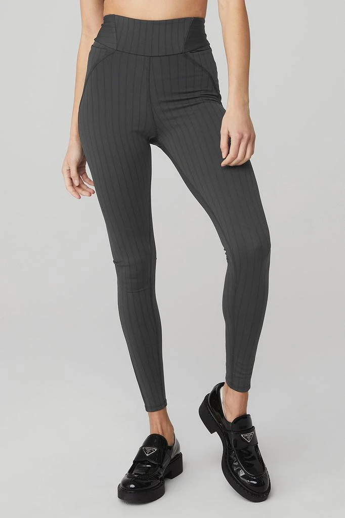 商品Alo|Pinstripe Jacquard Extreme High-Waist Legging - Anthracite/Black,价格¥983,第1张图片