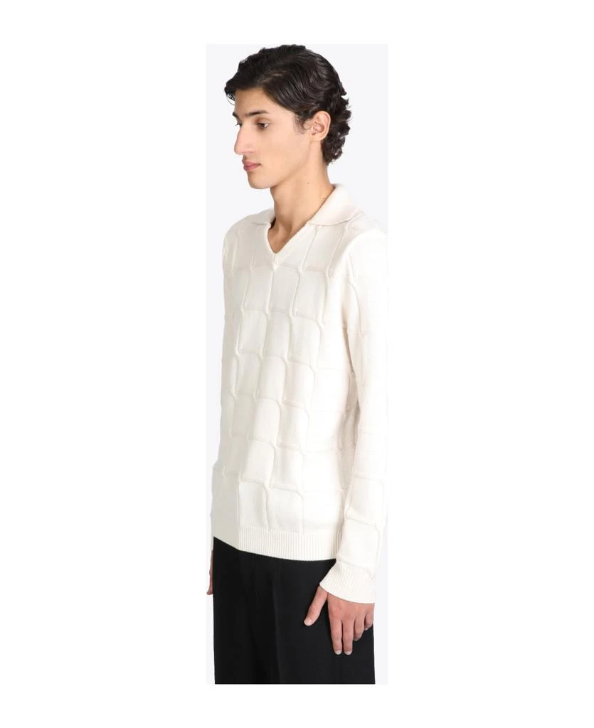 商品Emporio Armani|Pullover Off-white wool cable-knit polo sweater.,价格¥1835,第3张图片详细描述