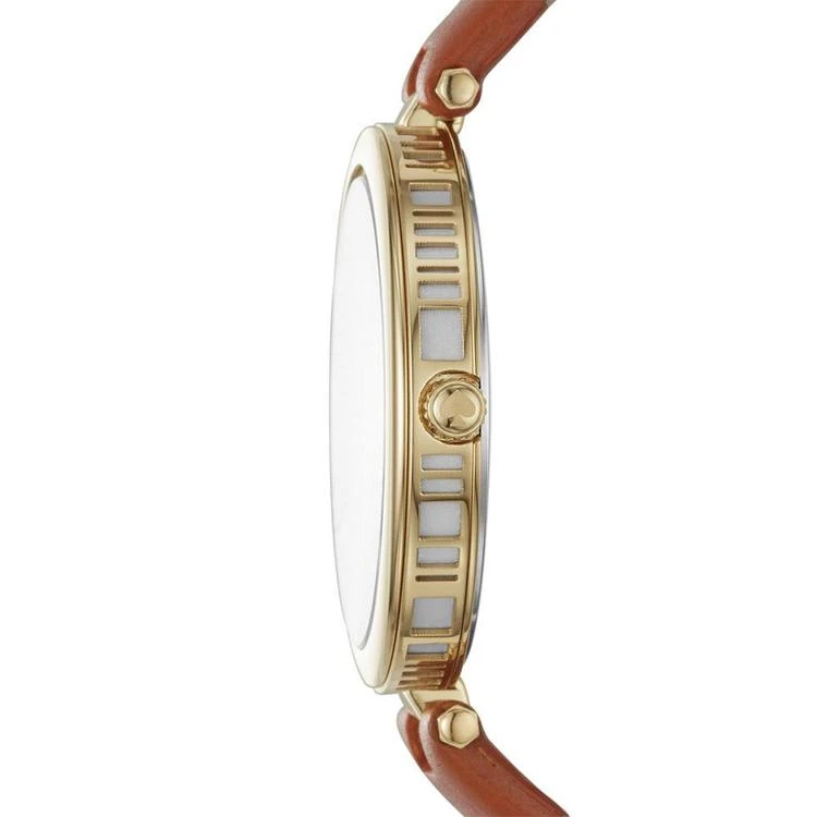 商品Kate Spade|Women's Varick Cognac Leather Strap Watch 36mm,价格¥1459,第2张图片详细描述