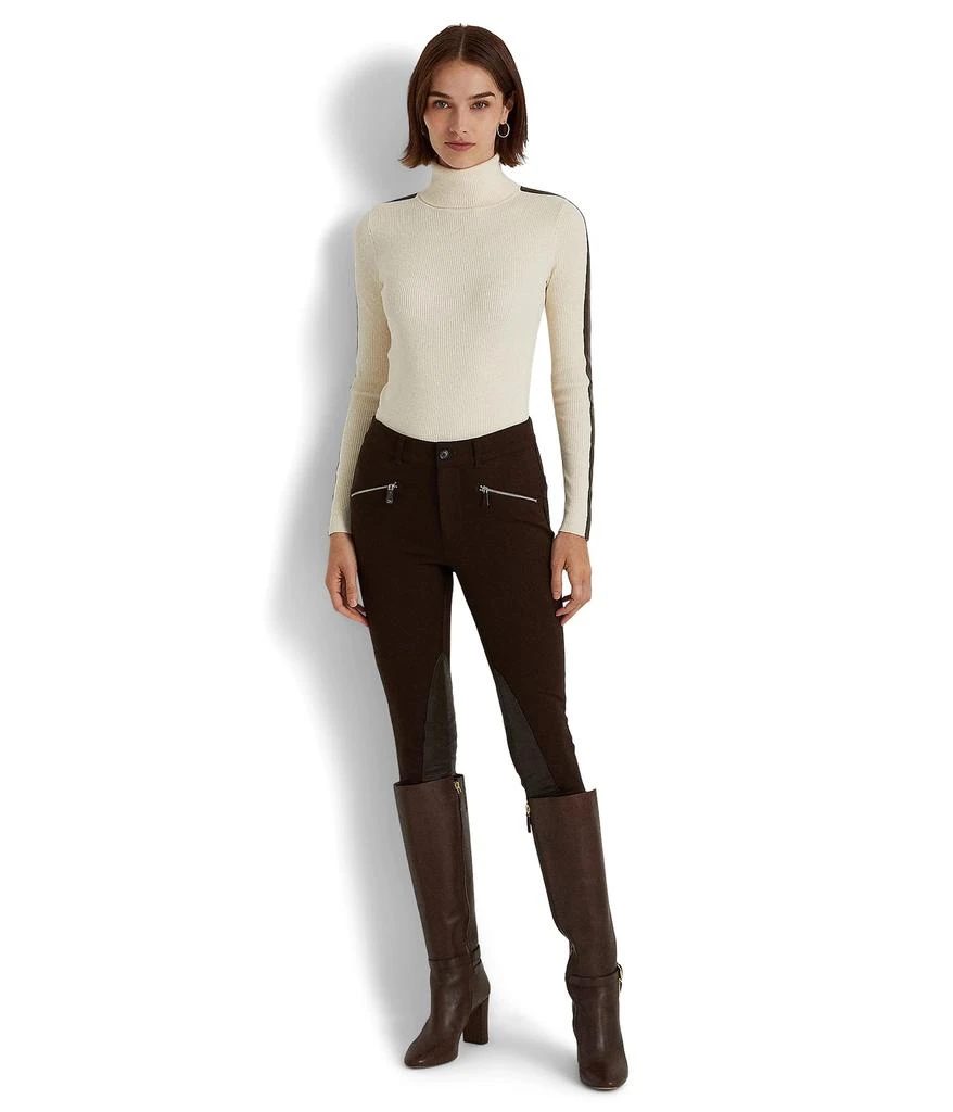 商品Ralph Lauren|Faux-Leather-Trim Turtleneck Sweater,价格¥936,第4张图片详细描述