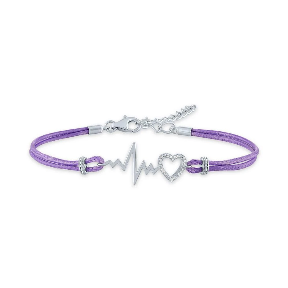 商品Macy's|Diamond Accent Heartbeat Purple Cord Bracelet in Sterling Silver,价格¥187,第1张图片