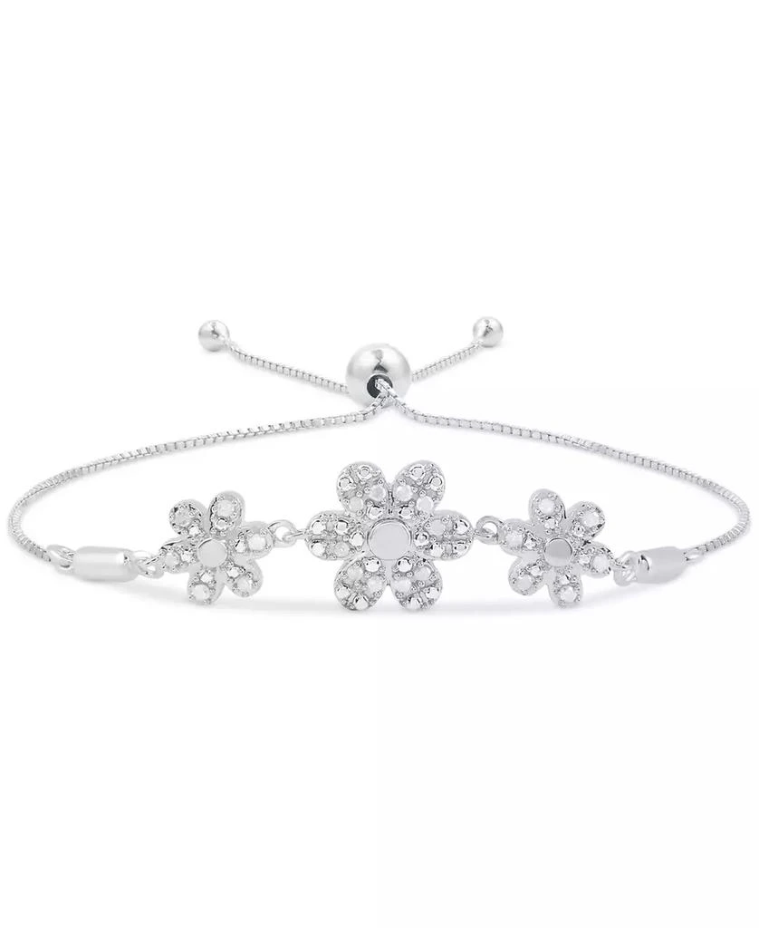 商品Macy's|Diamond Triple Flower Bolo Bracelet (1/6 ct. t.w.) in Sterling Silver,价格¥1543,第1张图片